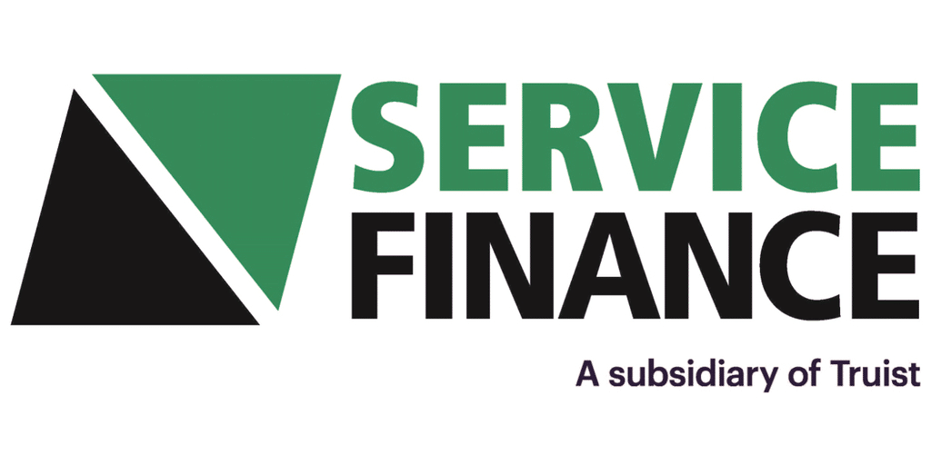 Logo of Service Finance Company featuring a green and black triangular design with text stating, "SERVICE FINANCE" and "A subsidiary of Truist," highlighting flexible finance options.