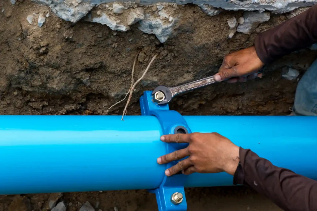 Man repairing water pipes
